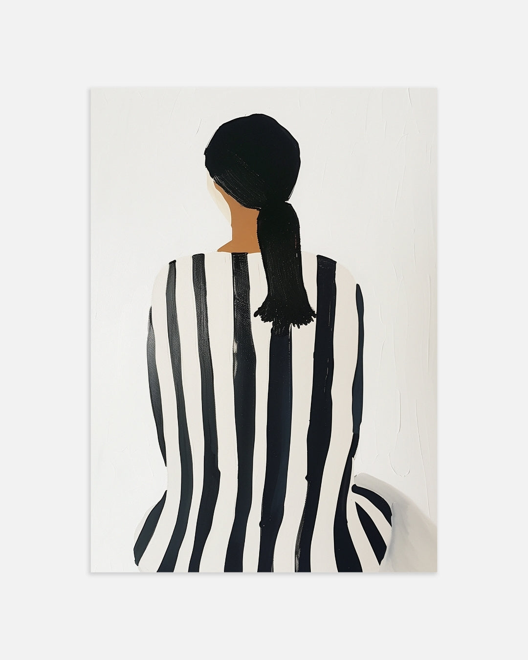 Vrouw in Zwart-Witte Strepen Poster