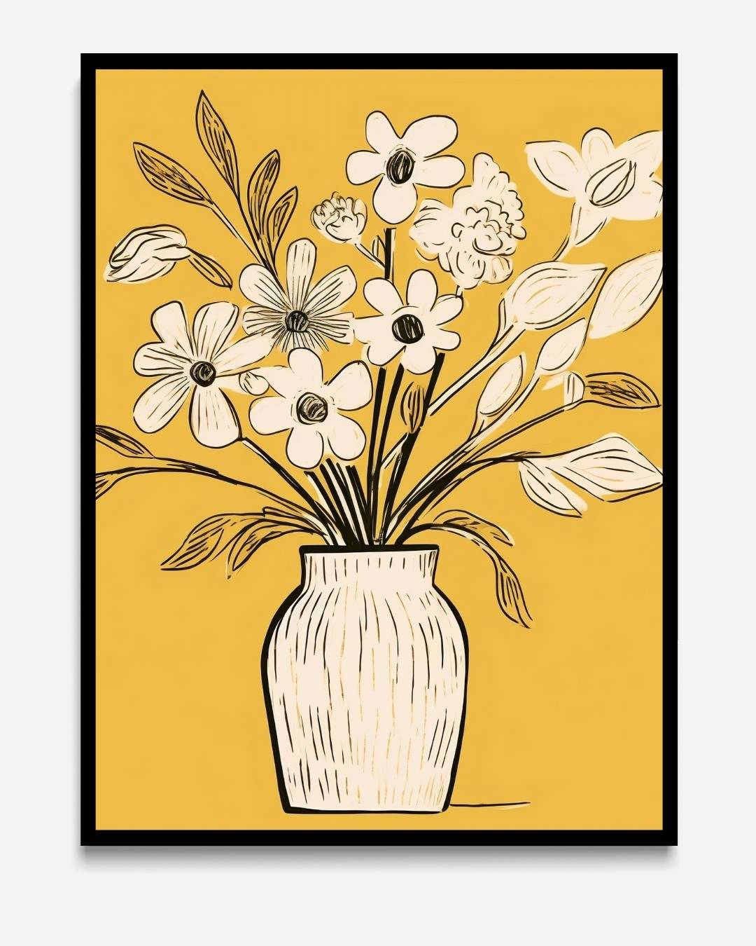 Vase with flowers on yellow