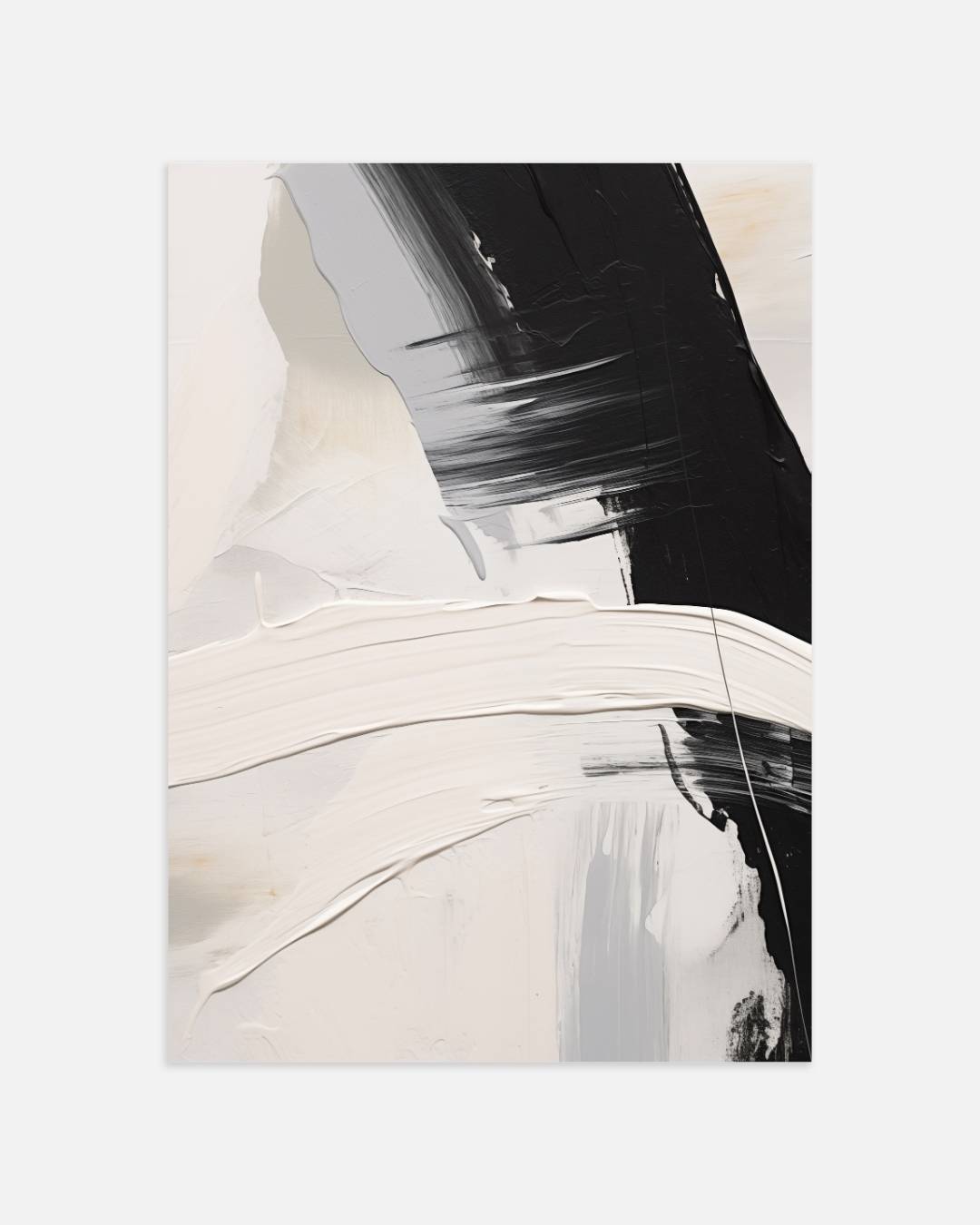 Abstract zwart-wit penseelstreken Poster