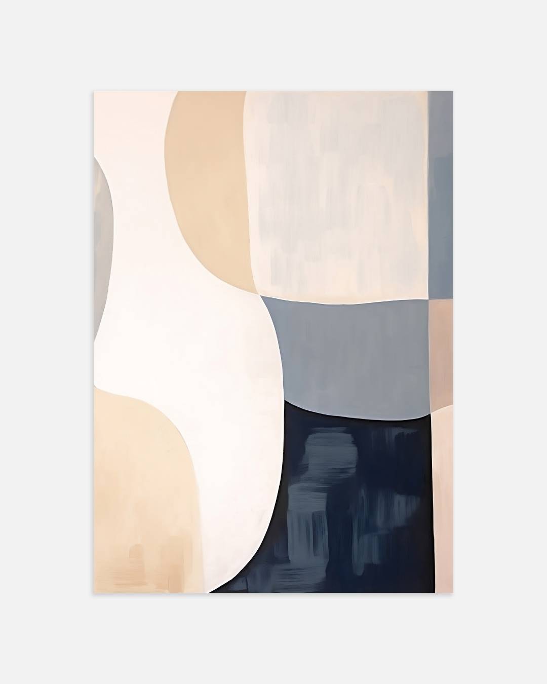 Abstracte lijnen en vlakken in blauw en beige Poster