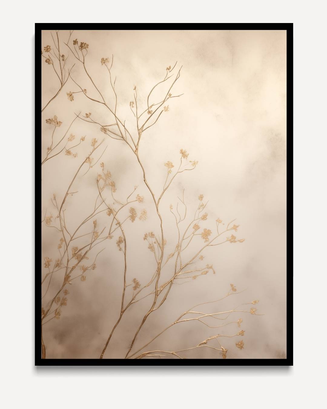 Golden branches on a beige background