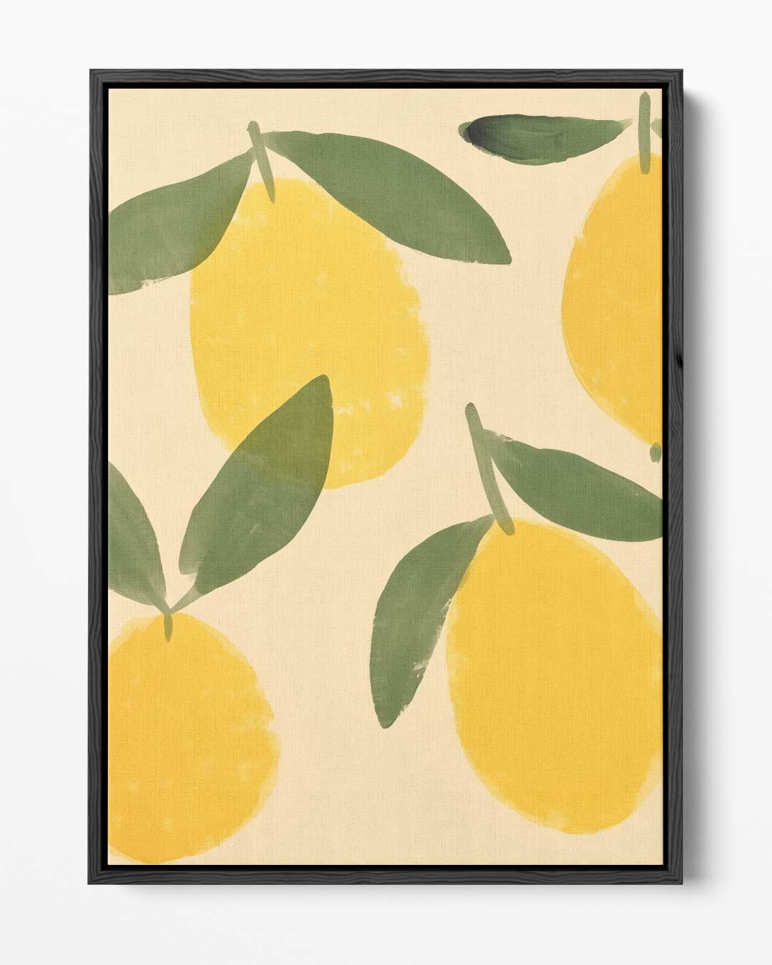 Lemons with leaves on a beige background