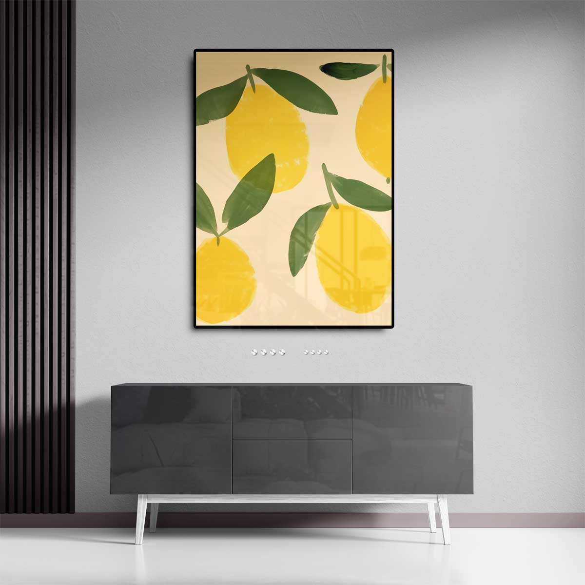 Lemons with leaves on a beige background