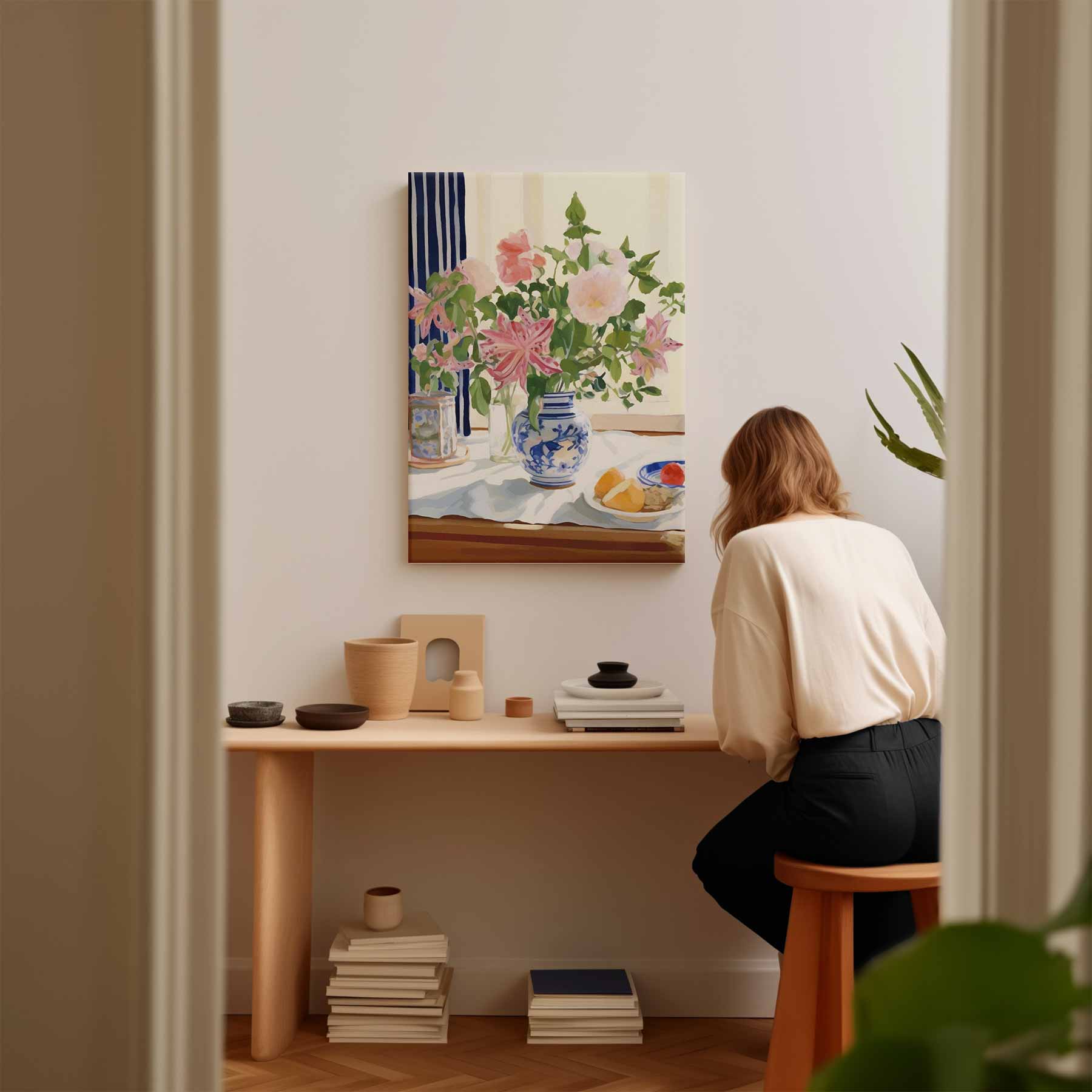 Vase with flowers on the table