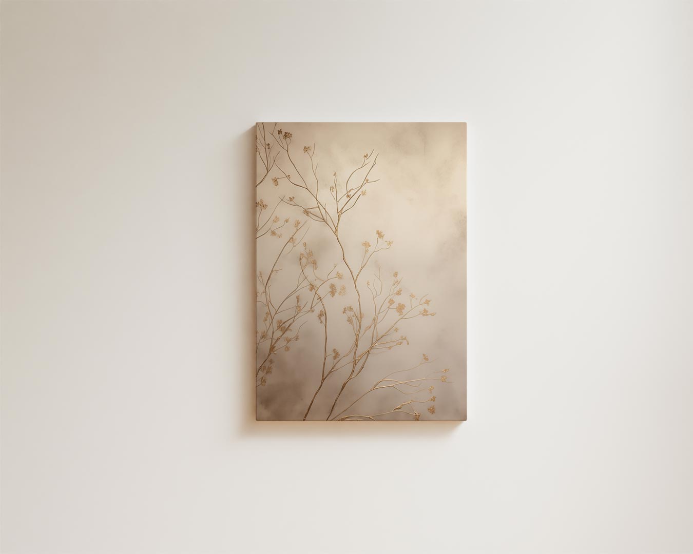 Golden branches on a beige background