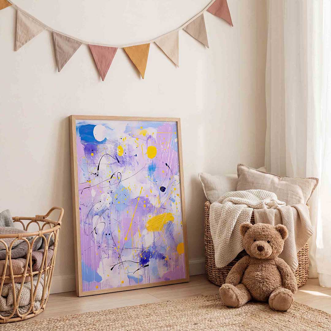 Abstracte paarse en gele Poster