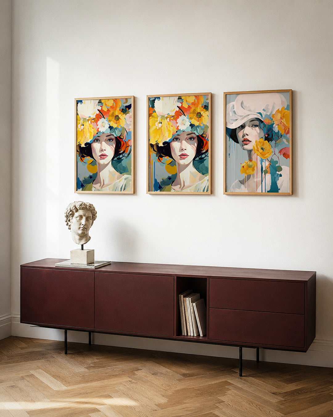 Bloemrijke portretcompositie Posterset