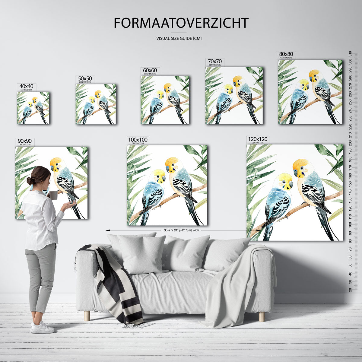 Twee parkieten op tak Poster