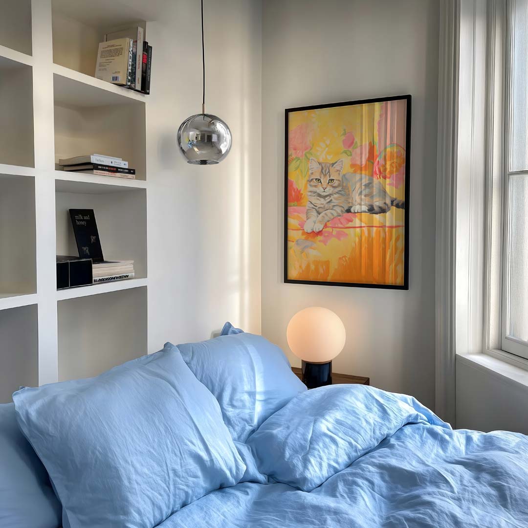 Schattige Kat met Bloemen Poster-WallArtistic