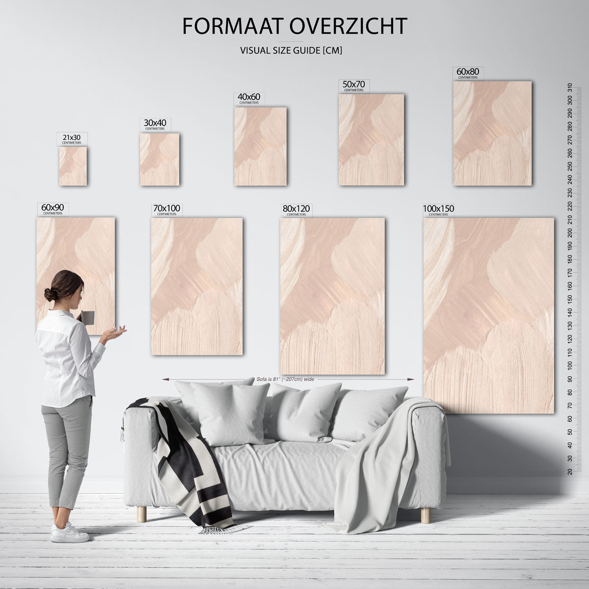 Beige penseelstreken Poster