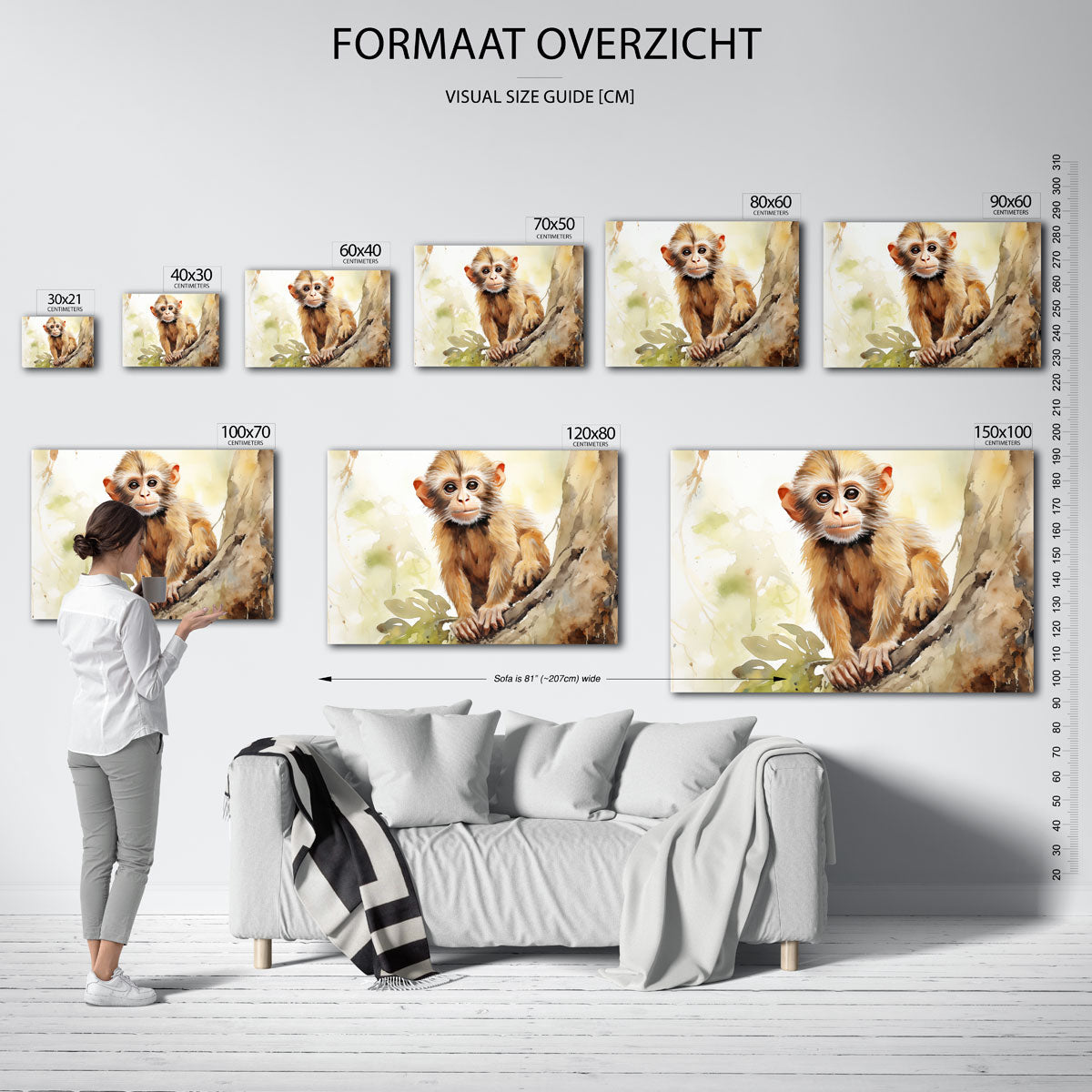 Jonge aap op boom Poster