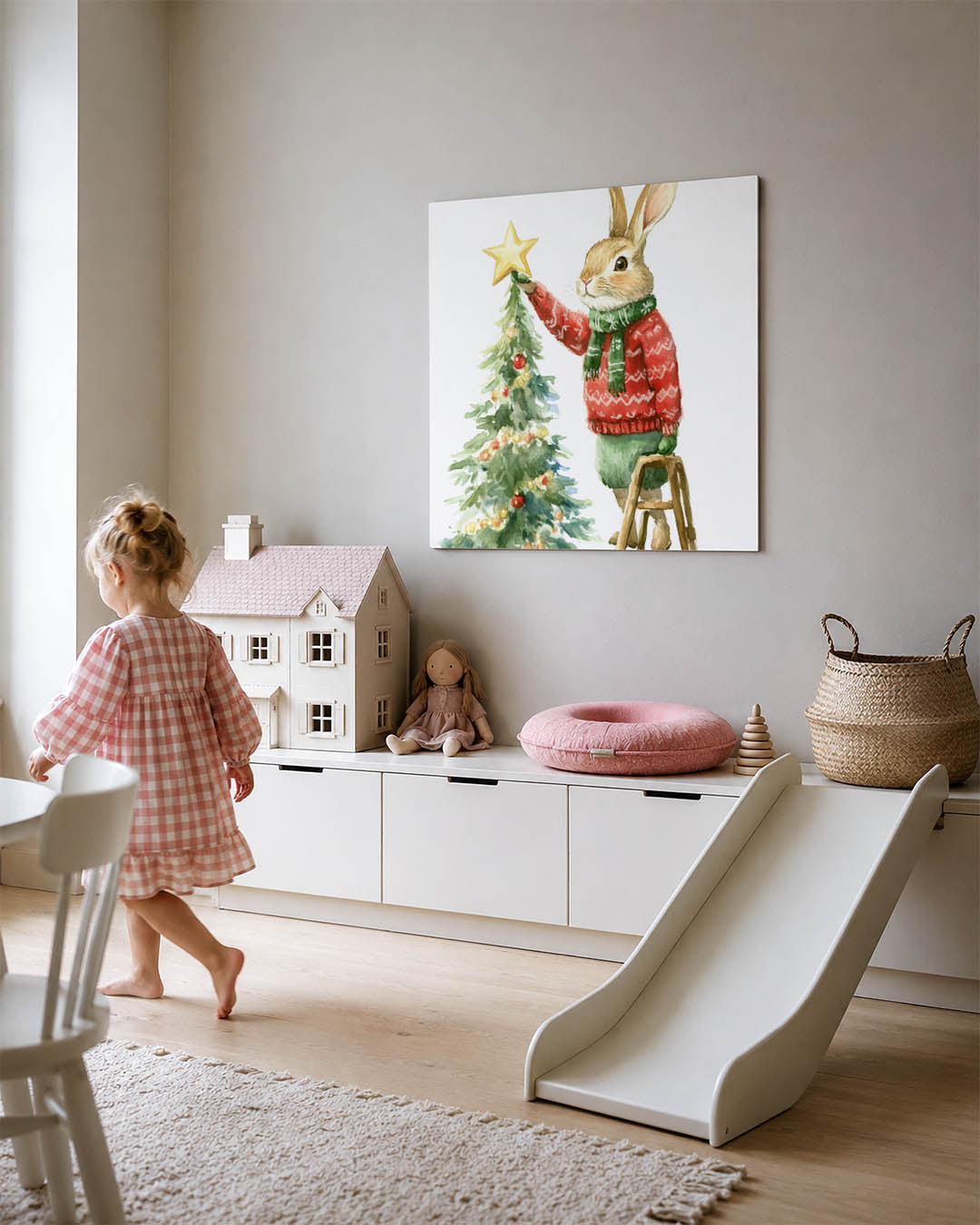 Kerstkonijn met boom Kunstwerk