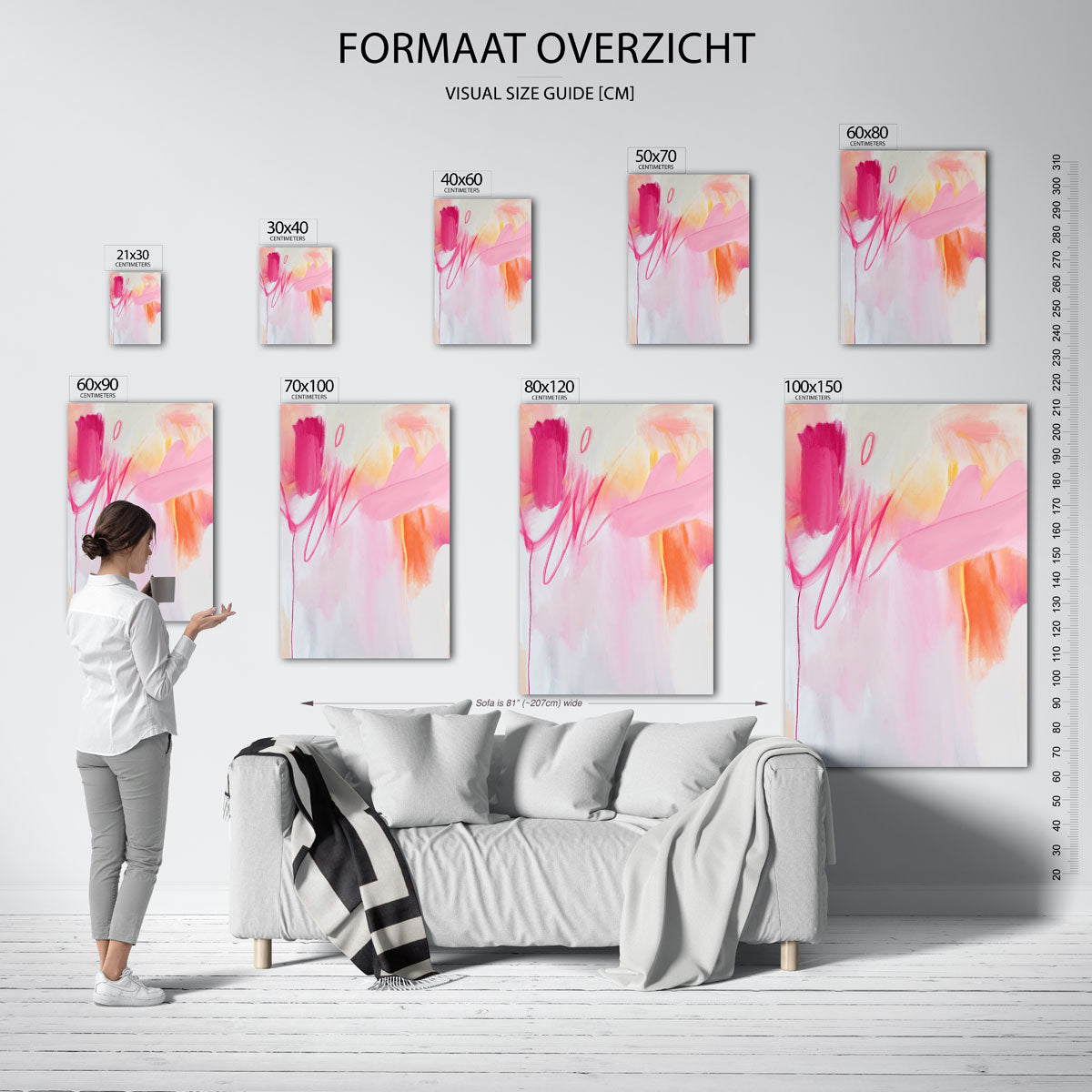 Abstracte roze en oranje vormen Poster