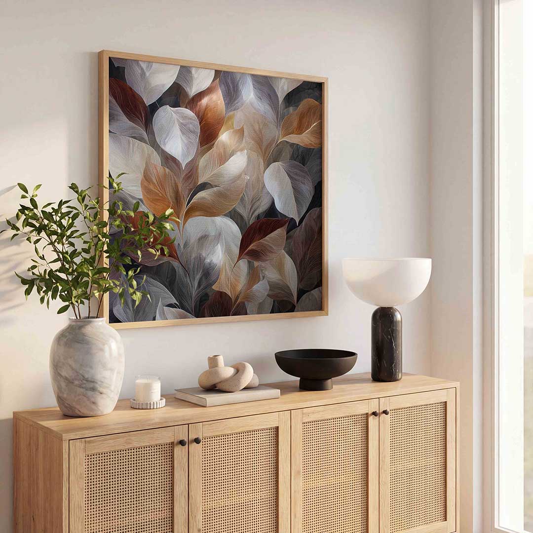 Bladeren in warme tinten Poster