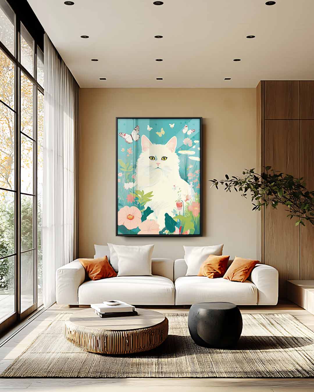 Dreamy Cat in Flower Garden Artwork