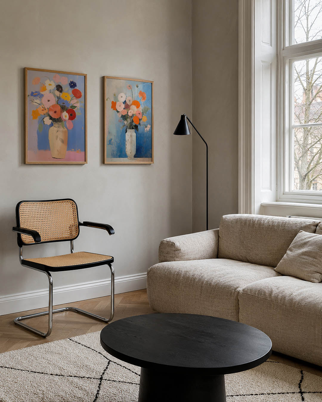 Bloemrijke kleurvlakken Posterset