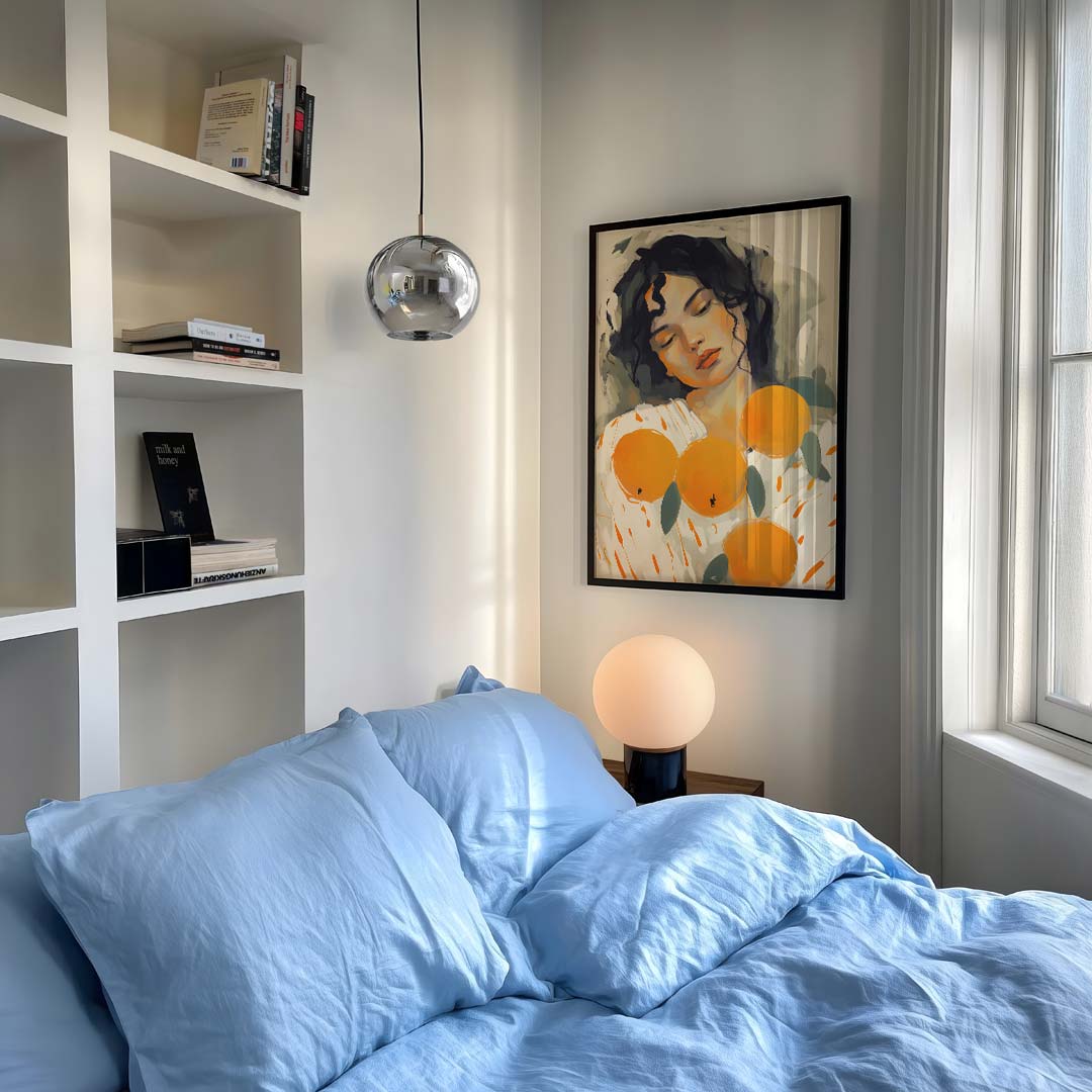 Dromerige Sfeer: Vrouw & Sinaasappels Poster-WallArtistic