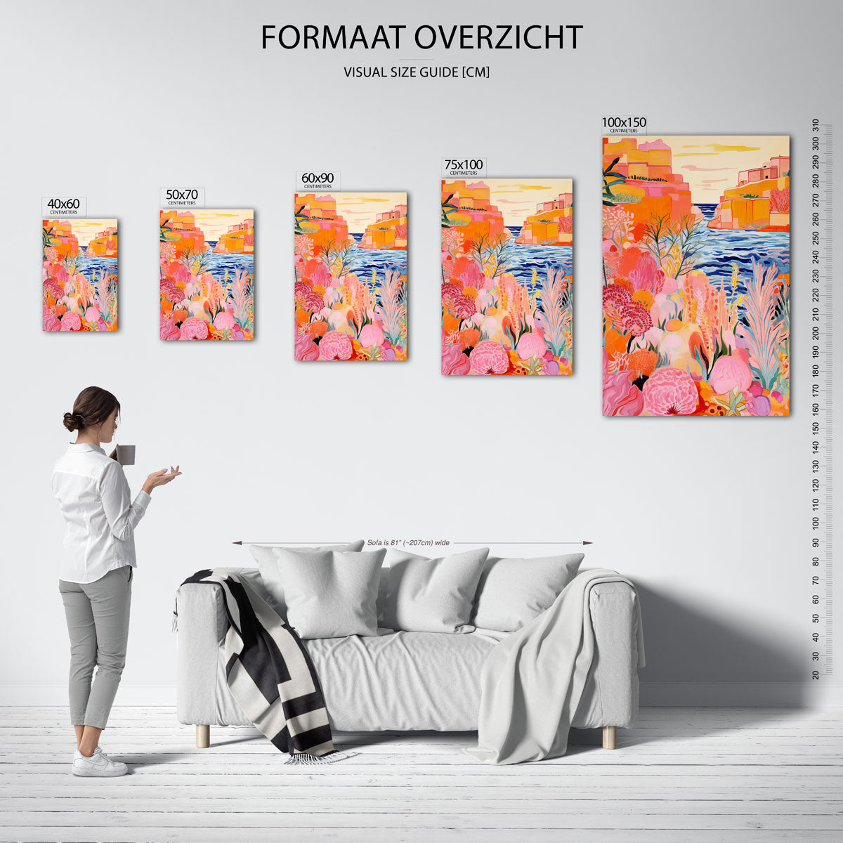 Kleurrijke kustlandschap Kunstwerk