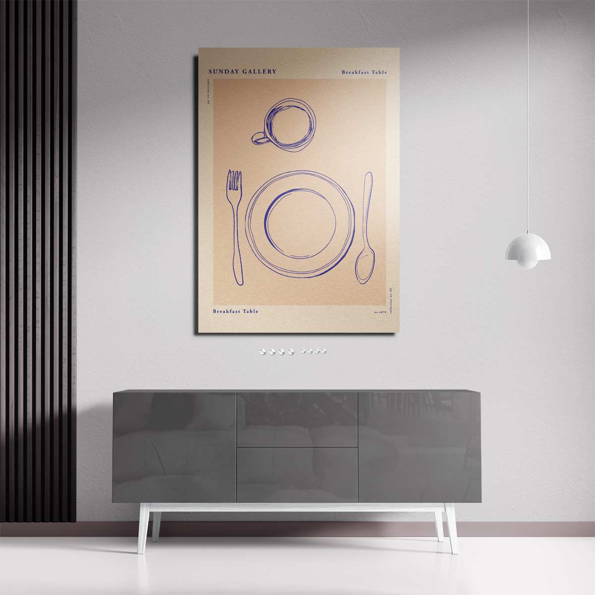 Ontbijttafel Illustratie Kunstwerk-canvas-dibond-plexiglas-wanddecoratie-WallArtistic