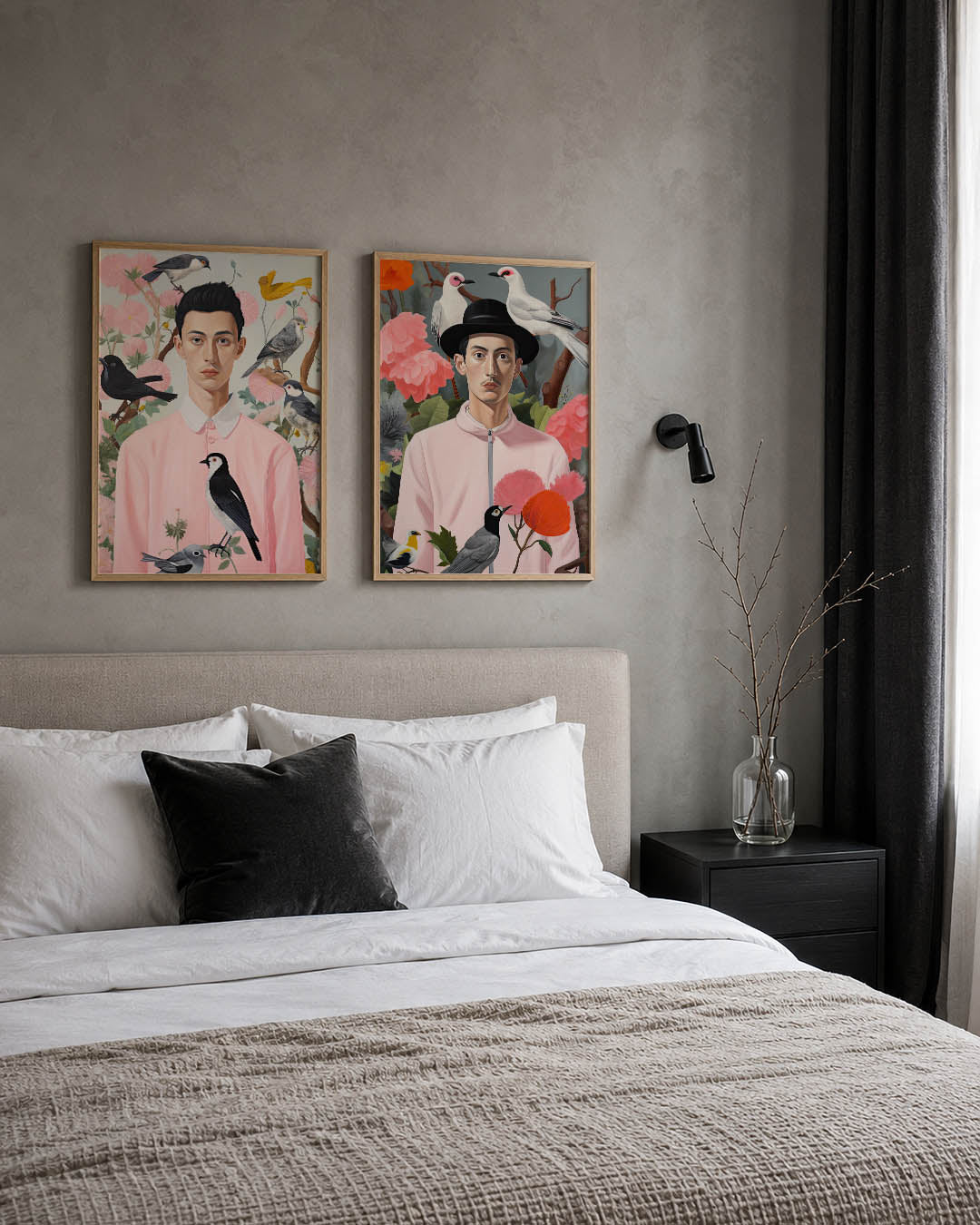 Vogels en bloemen Posterset