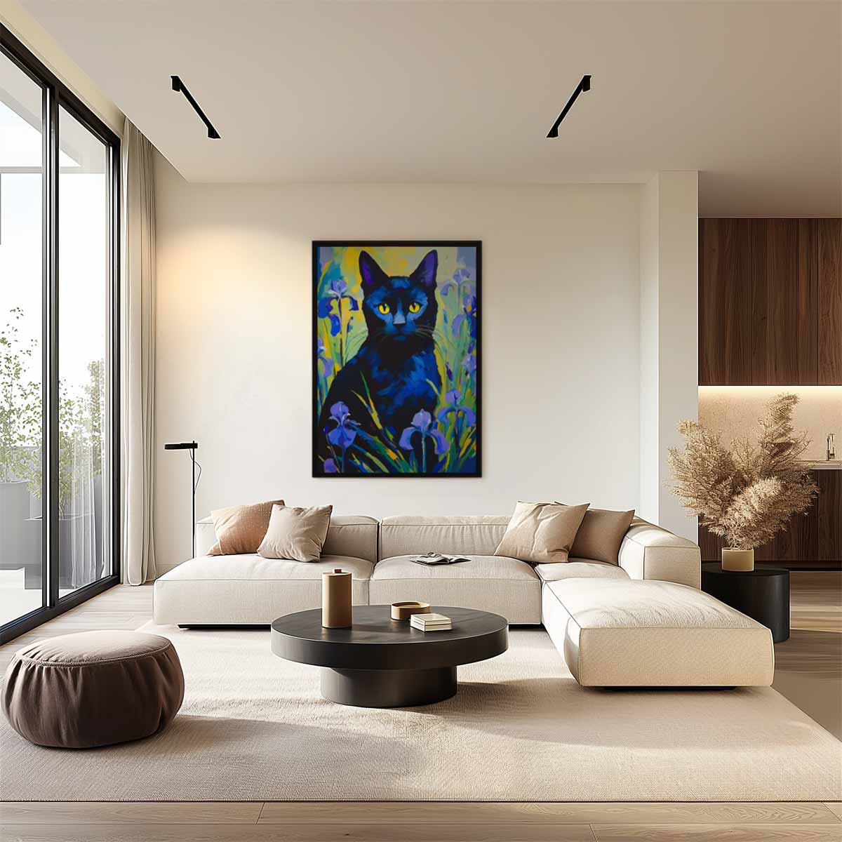 Mystical Cat in Flower Garden Artwork