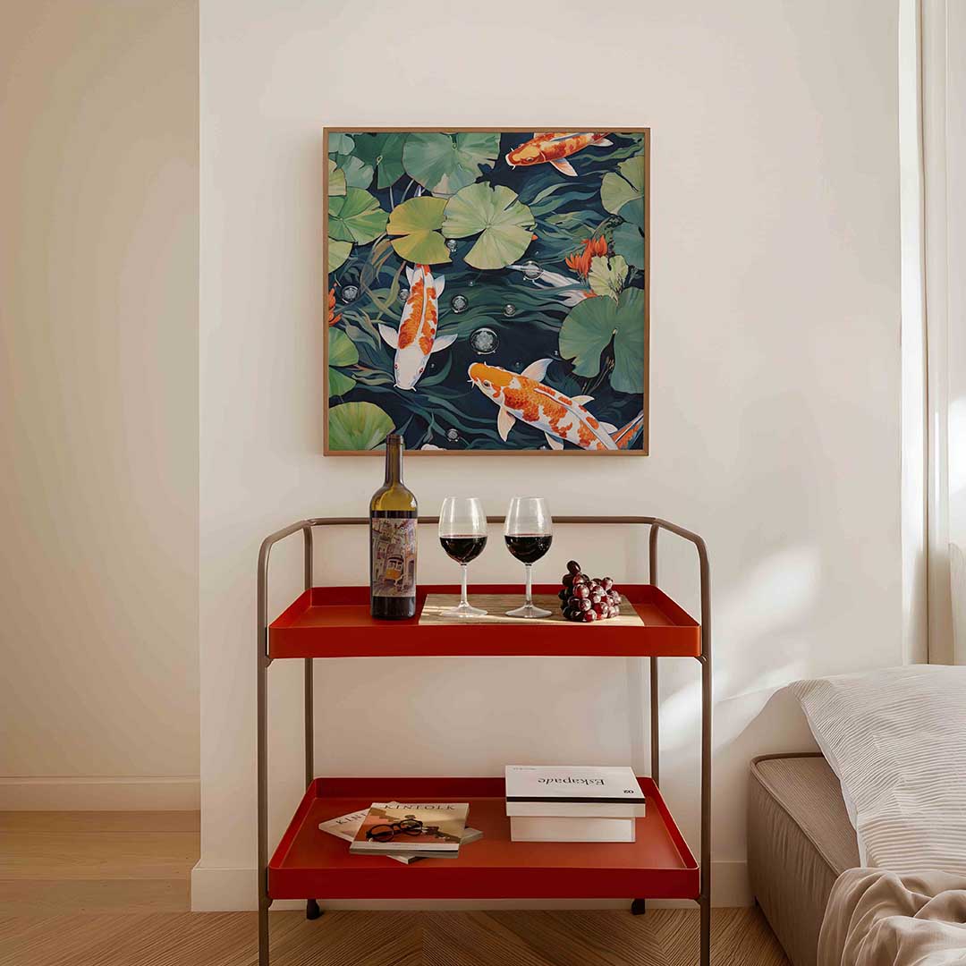 Koi vissen en waterlelies Poster