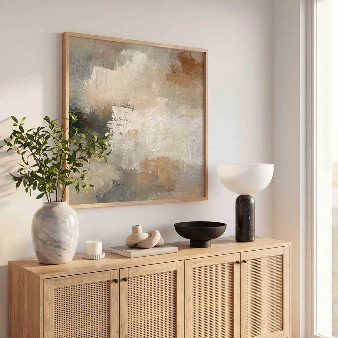 Abstracte beige en grijze Poster