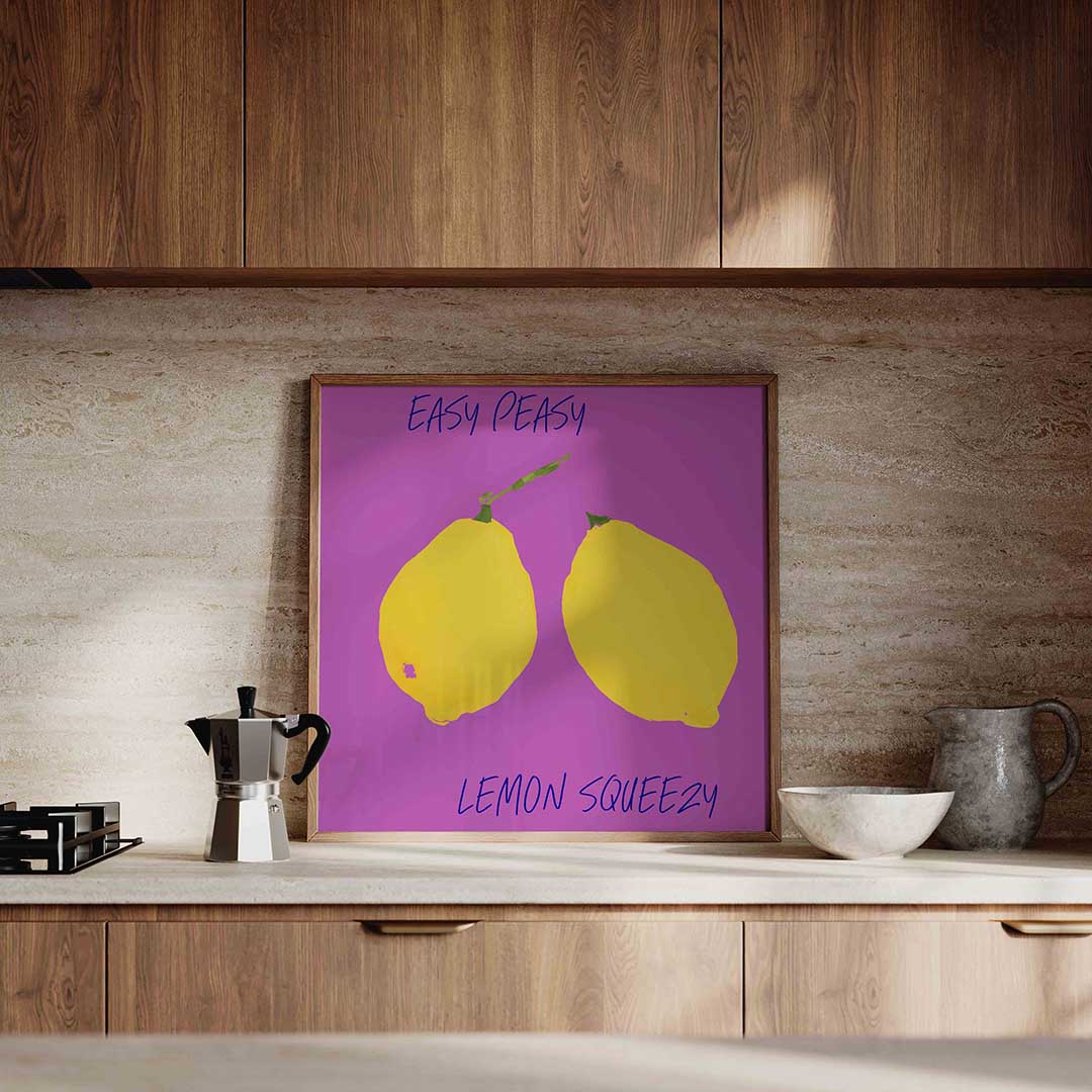 Citroenen op paarse achtergrond Poster