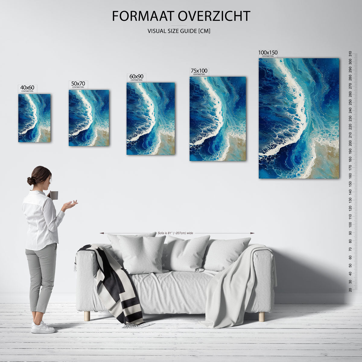 Dynamische oceaan golven Kunstwerk
