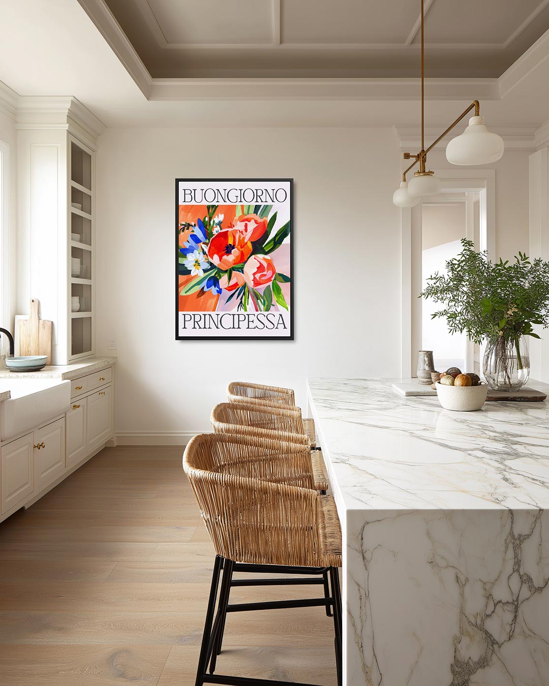 Bloemencompositie met tekst Kunstwerk