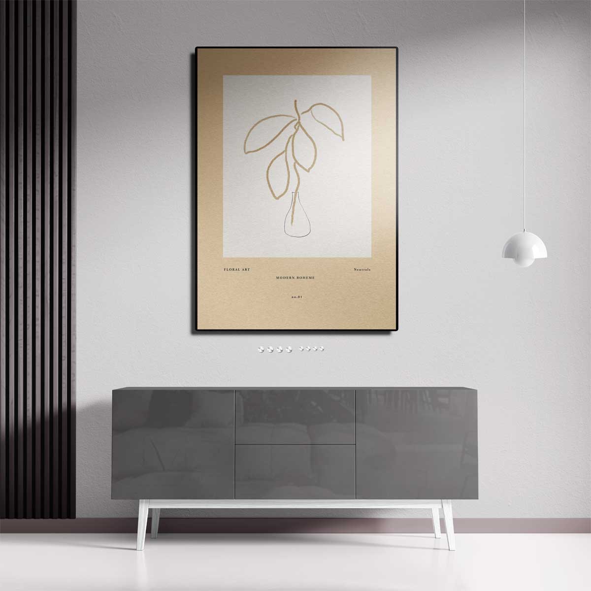 Moderne Boheemse Bloemtekening Kunstwerk-canvas-dibond-plexiglas-wanddecoratie-WallArtistic