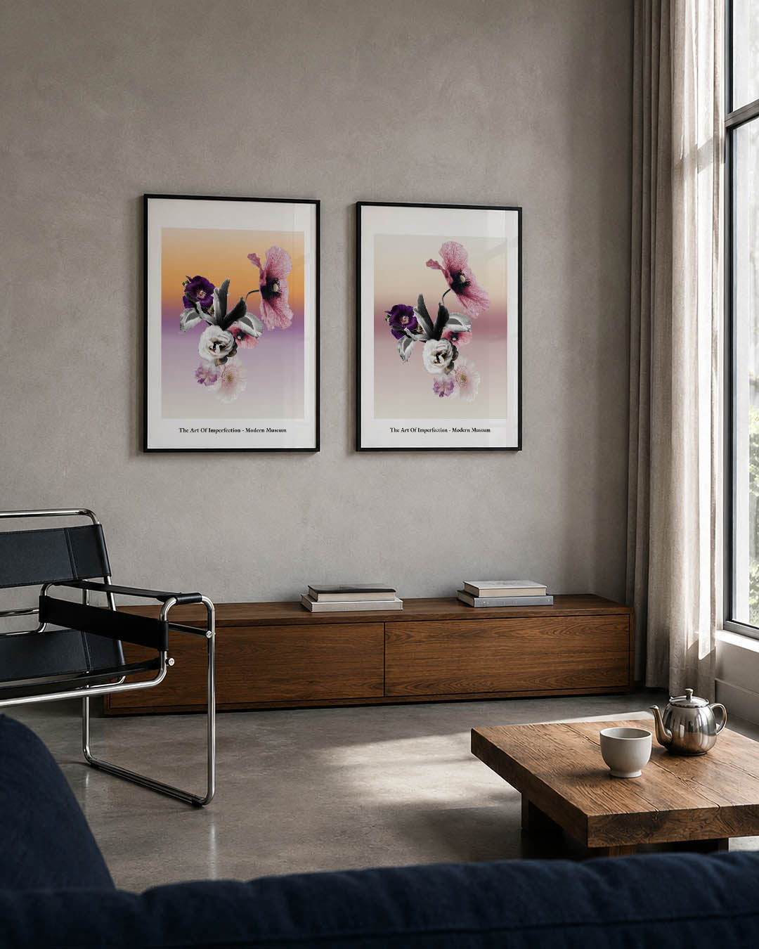 Bloemen en kleurovergang Posterset
