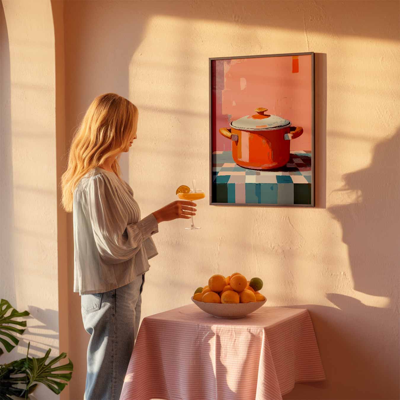 Vrolijke Retro Pan Poster-WallArtistic