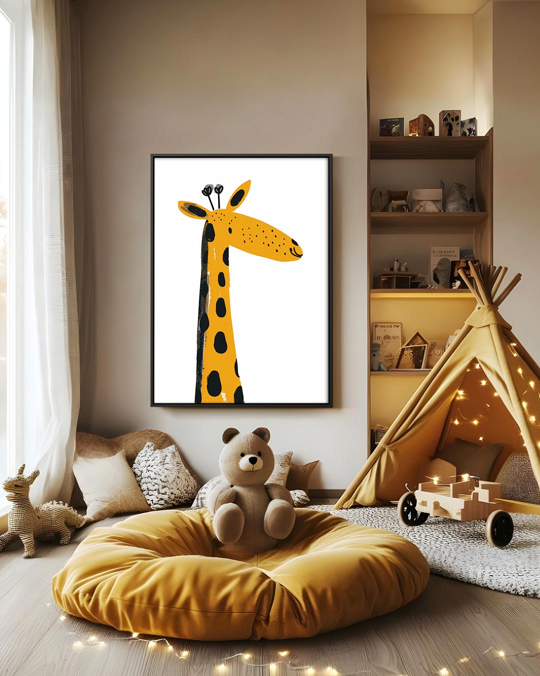 Speelse giraffe illustratie Kunstwerk
