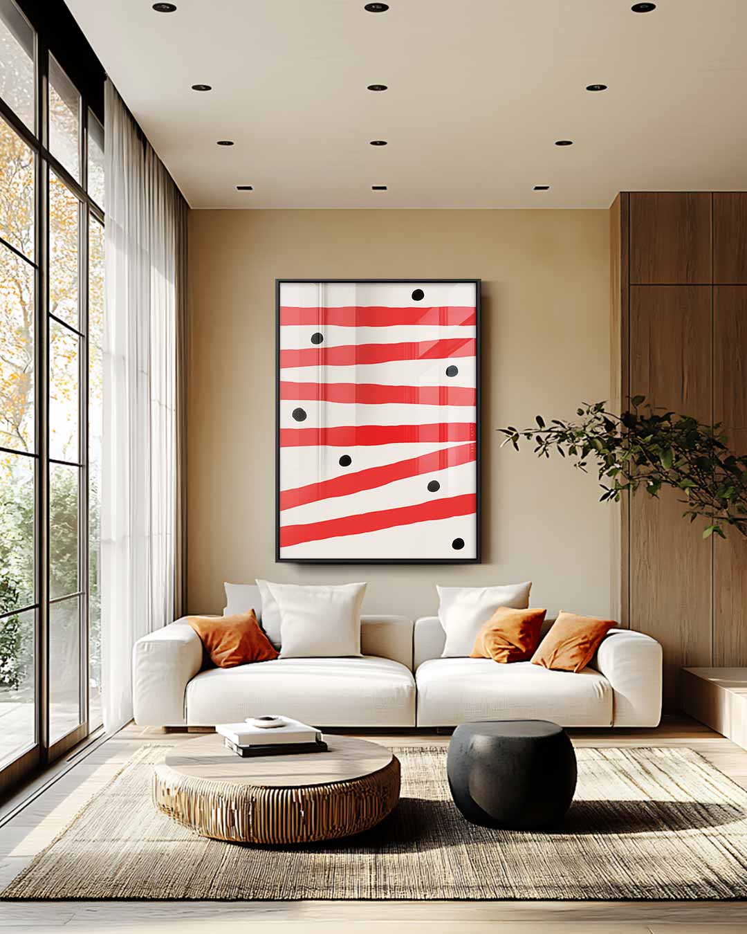 Speelse Strepen en Puntjes Kunstwerk-canvas-dibond-plexiglas-wanddecoratie-WallArtistic