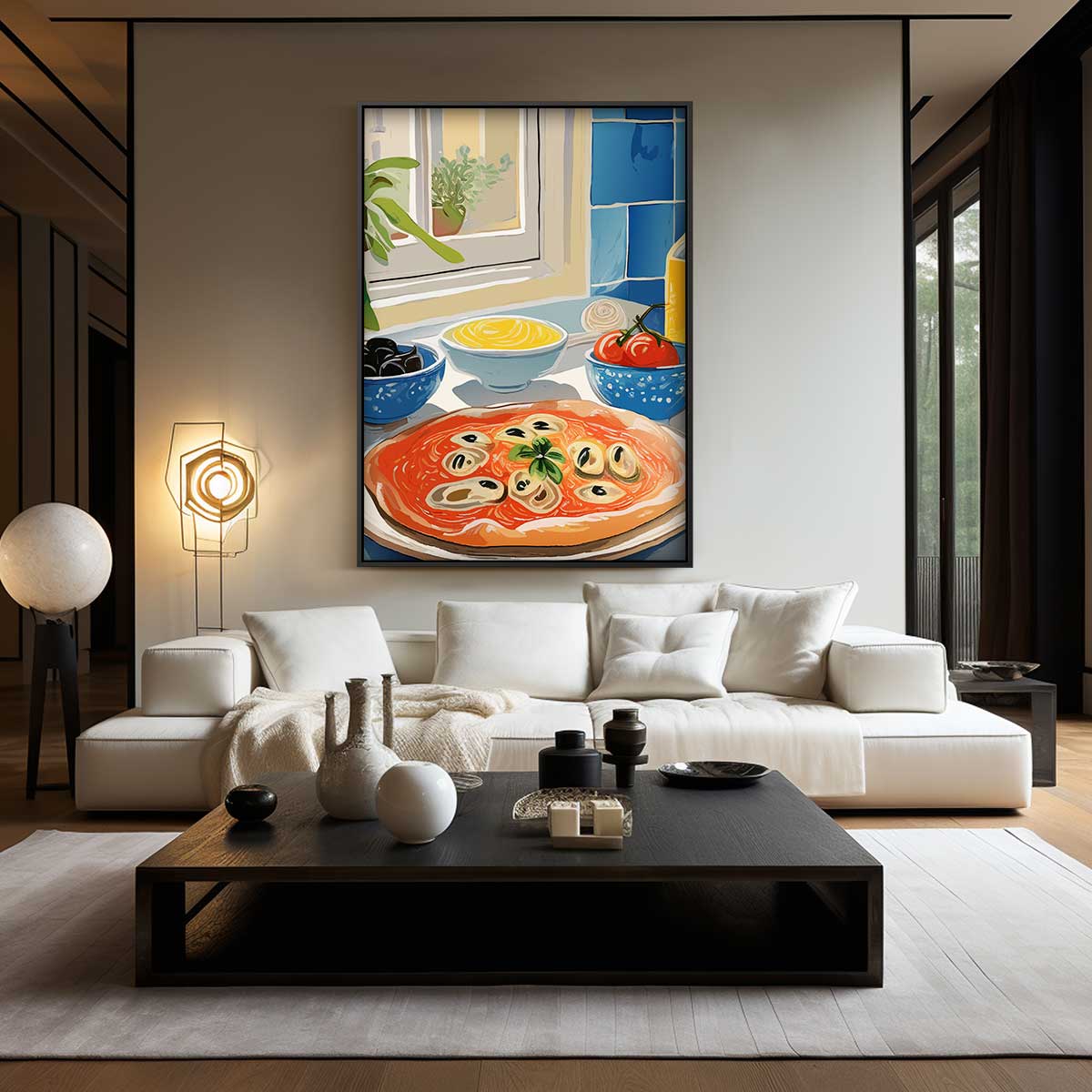 Pizza aan het Raam Kunstwerk-canvas-dibond-plexiglas-wanddecoratie-WallArtistic
