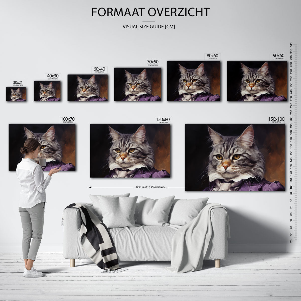 Kat met paarse jas Poster