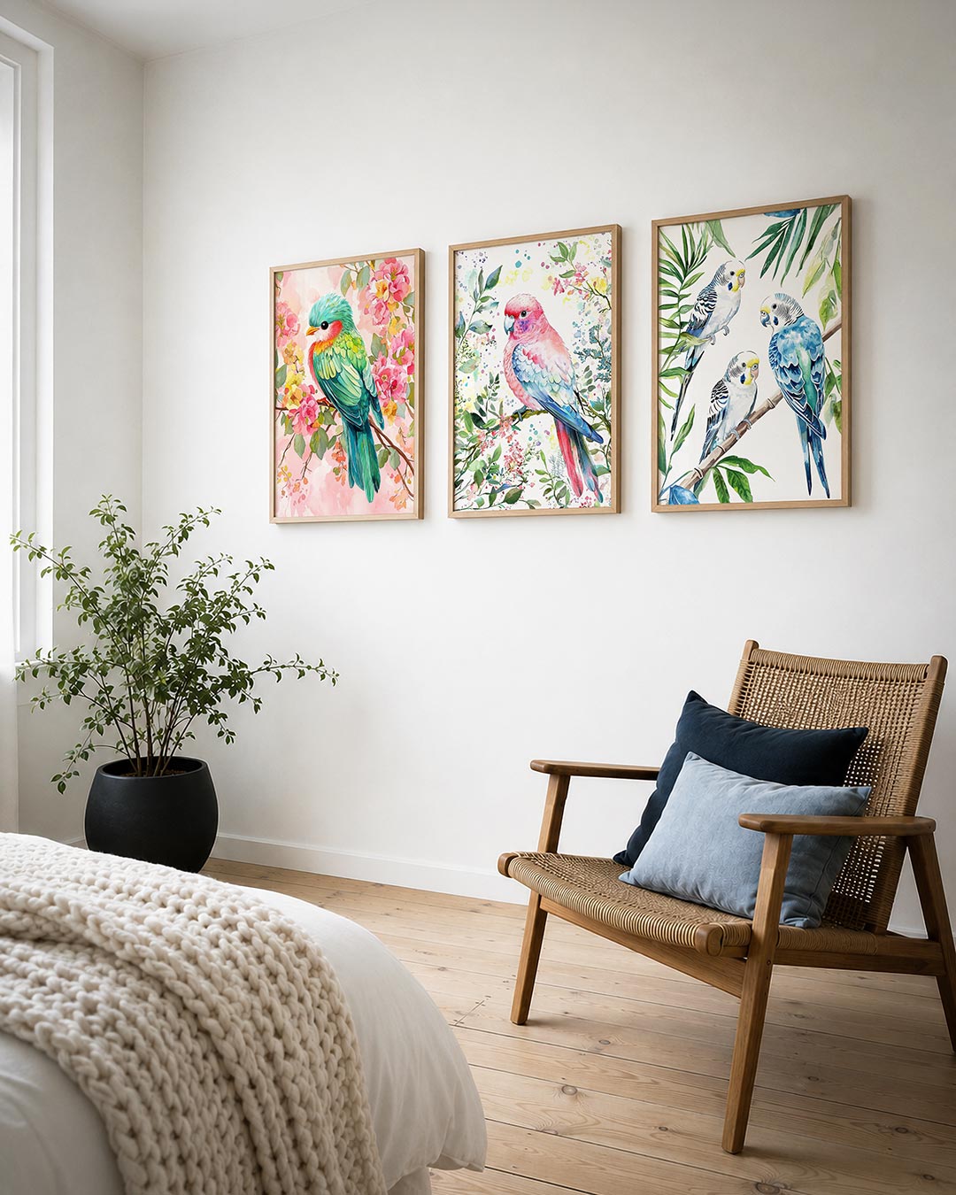 Vogel en bloesem Posterset