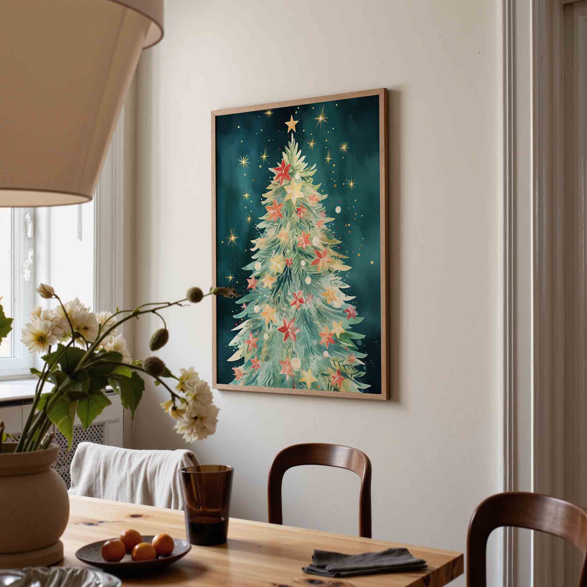 Kerstboom met sterren Poster