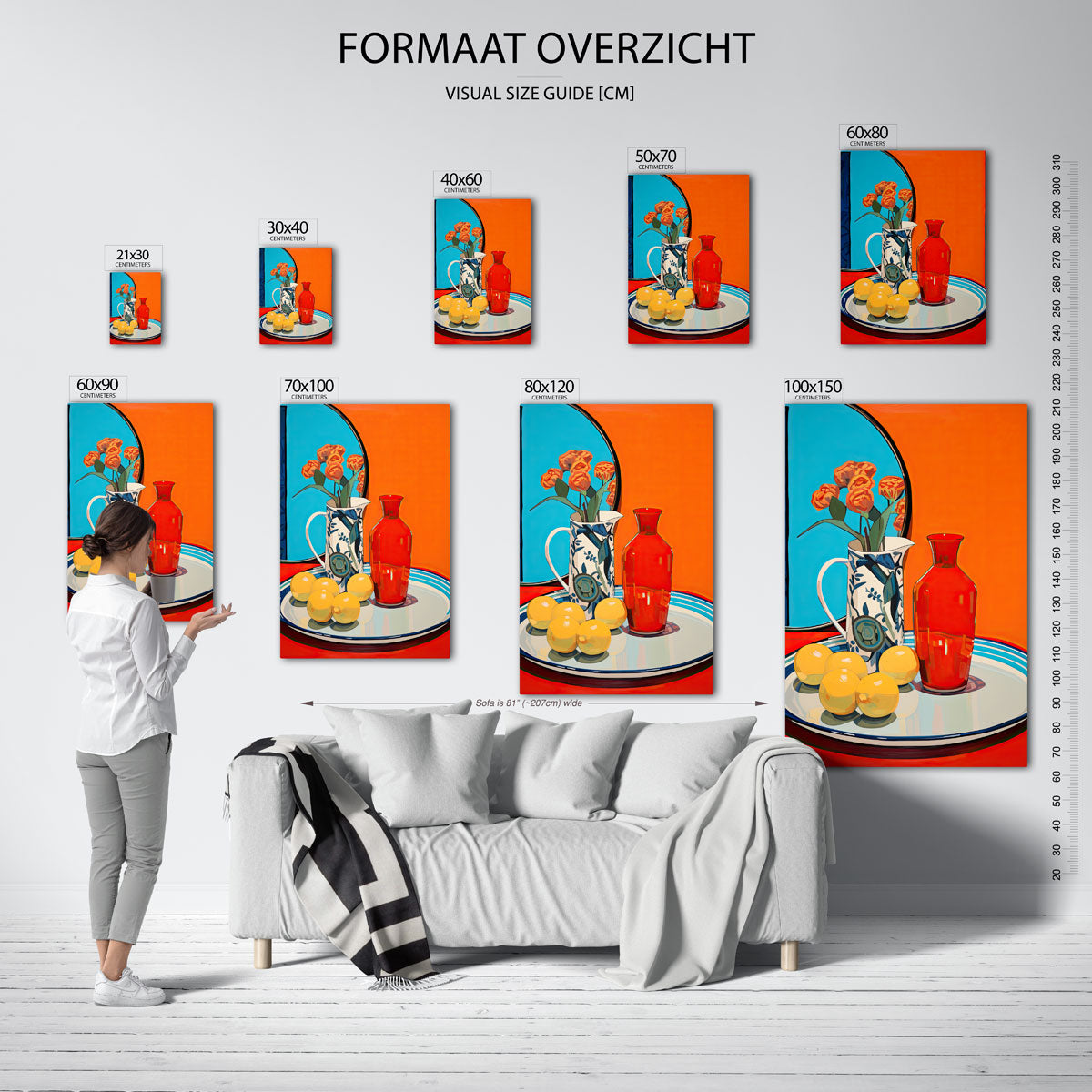 Stilleven met bloemen en fruit Poster