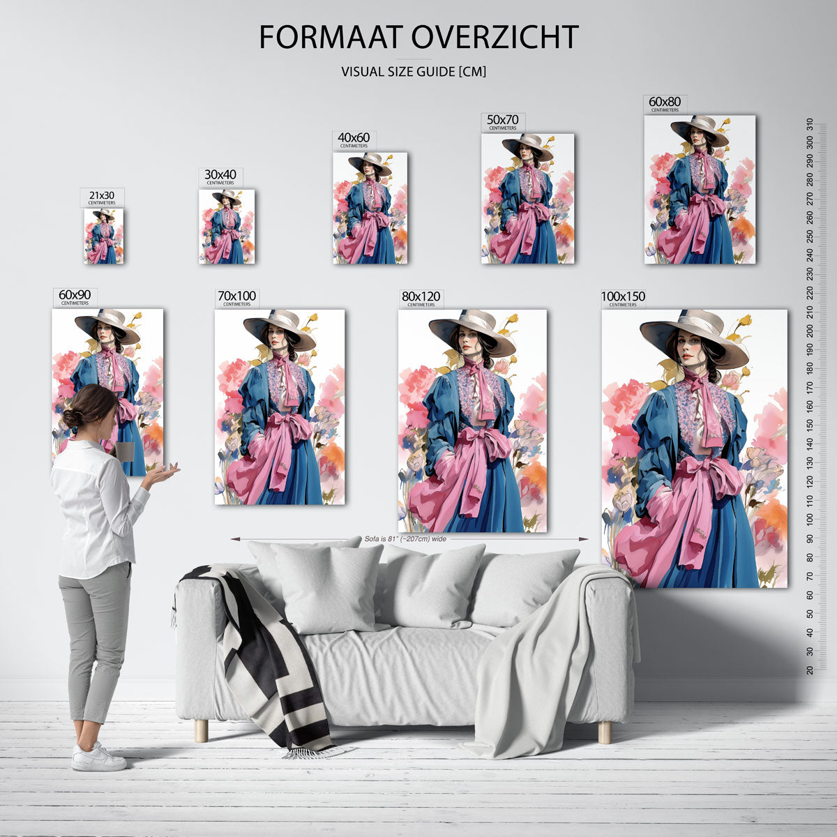 Vrouw met hoed en bloemen Poster