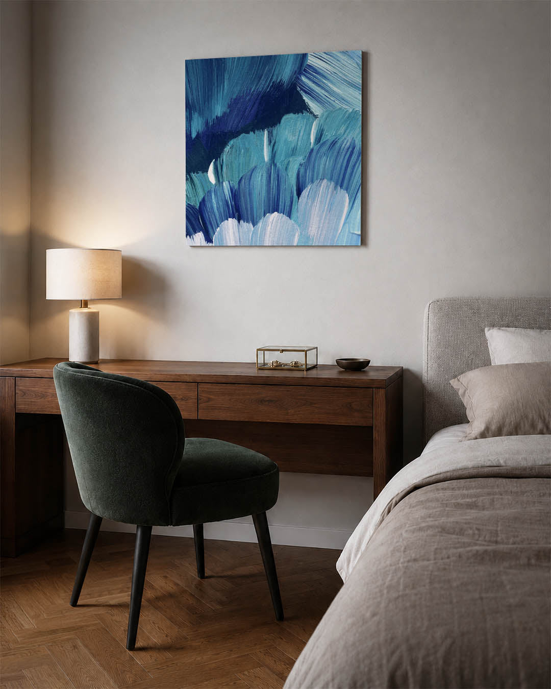Dynamische blauwe beweging Kunstwerk