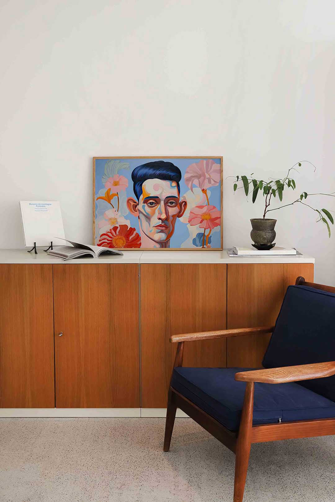 Portret met bloemen Poster