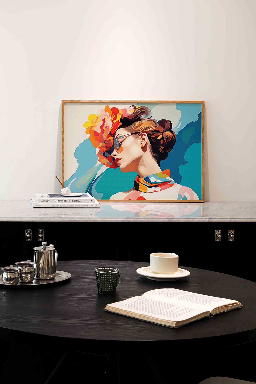 Vrouw met bloemenhoed Poster