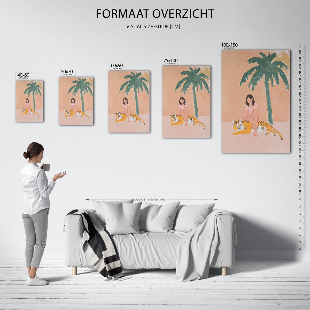 Vrouw met tijger Kunstwerk