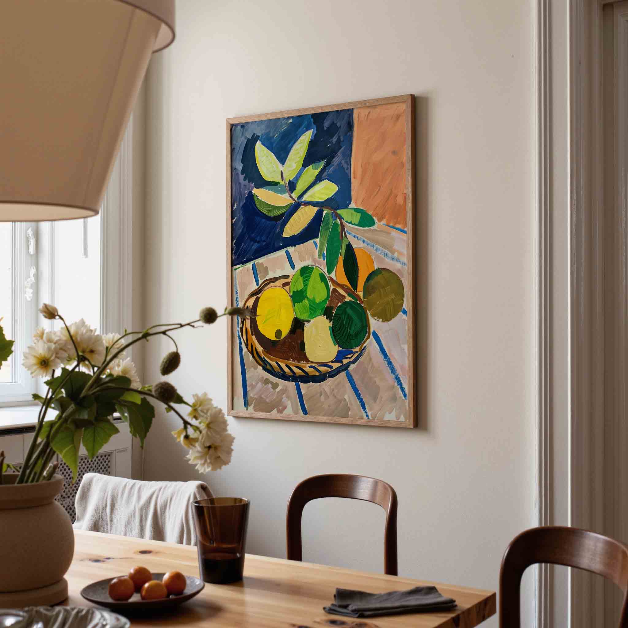 Fruitmand met bladeren Poster