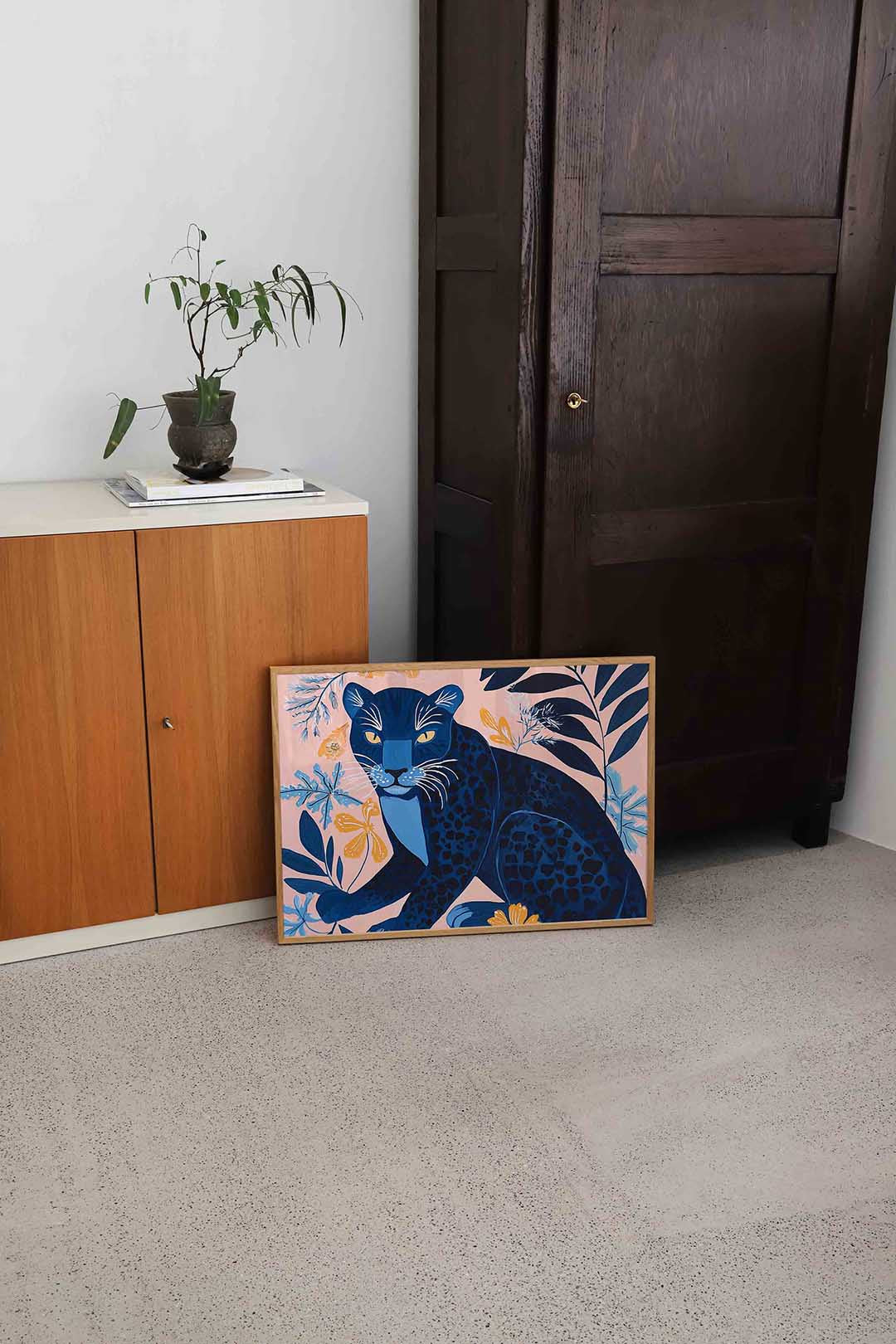 Panter met bladeren Poster