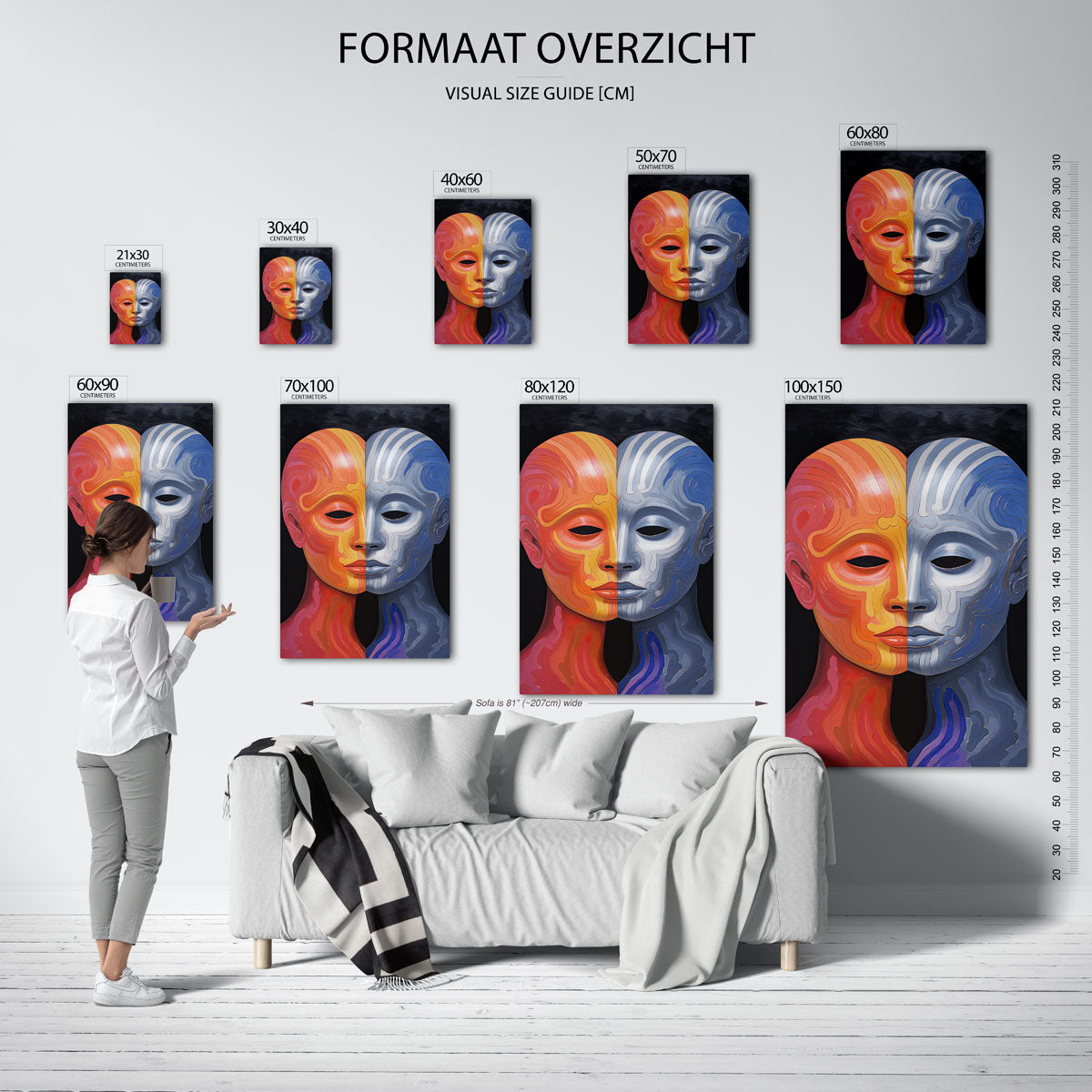 Tweekleurig gezicht Poster