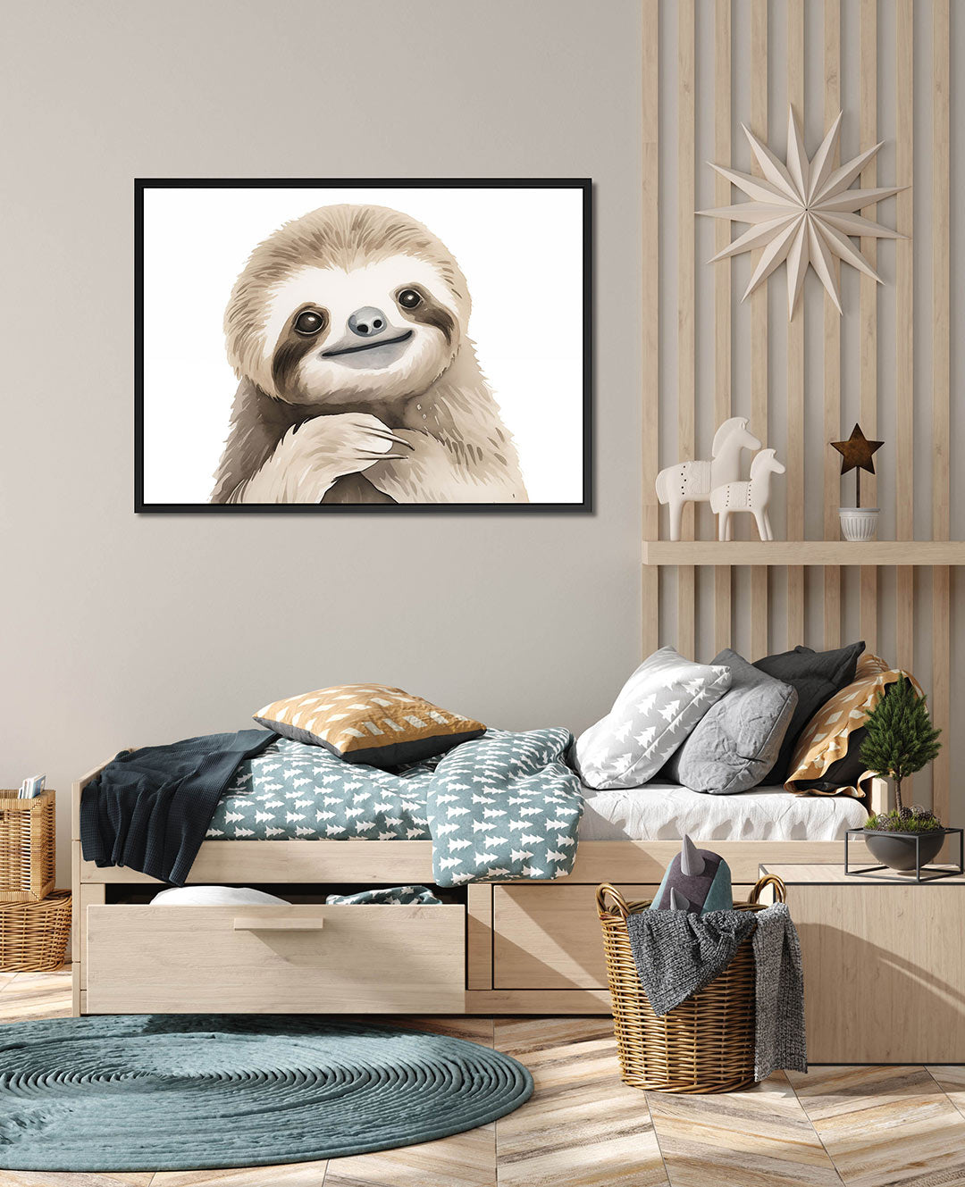 Vrolijke luiaard illustratie Kunstwerk