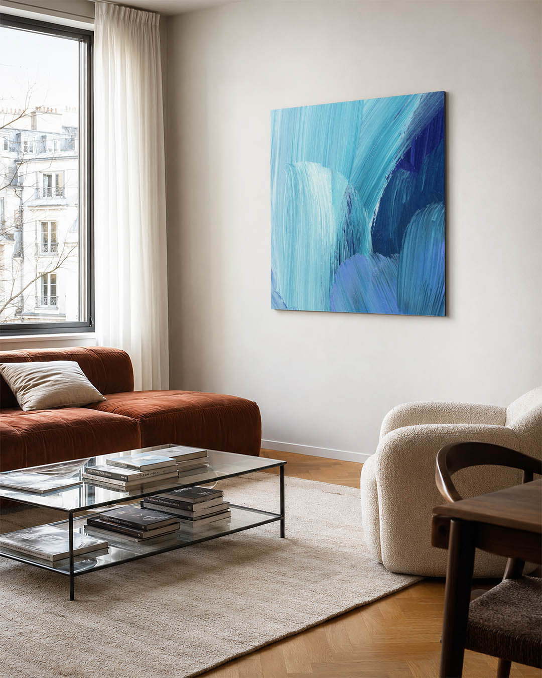 Dynamische blauwtinten Kunstwerk